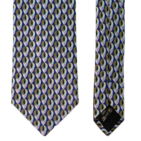 Ermenegildo Zegna Other - Ermenegildo Zegna Men's Blue Geometric Peacock Eye Silk Tie Necktie Italy
